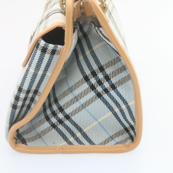 BURBERRY Blue Label Nova Check Hand Bag Canvas Light Blue Auth ki1534 - Picture 3 of 16